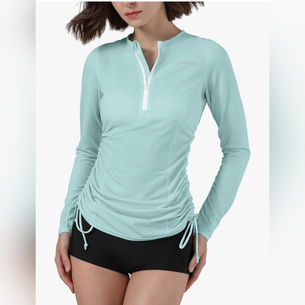 Elegant Mint Long Sleeve Swim Coverup (T35)